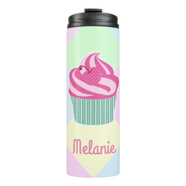 Bouteilles Isothermes Cute Pink Cupcake Pastel Colors Personalised  (Devant)