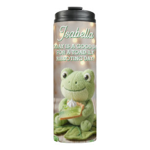 Bouteilles Isothermes Cute Plush Frog tenant une tarte au citron vert Pe