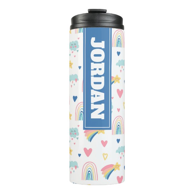 Bouteilles Isothermes Cute Rainbow Hearts & Clouds Motif (Devant)