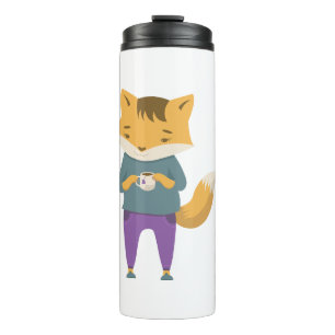 Bouteilles Isothermes Cute renard avec tasse de thé
