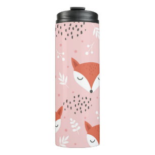 Bouteilles Isothermes Cute renard sans couture motif, loup dessiné à l