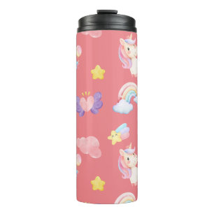 Bouteilles Isothermes Cute rose douce licorne arc-en-ciel Motif