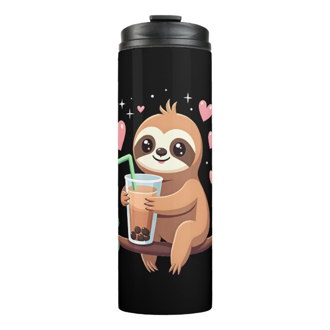 Bouteilles Isothermes Cute Sloth Boba Bubble Milk Tea Kawaii Women Girls (Devant)