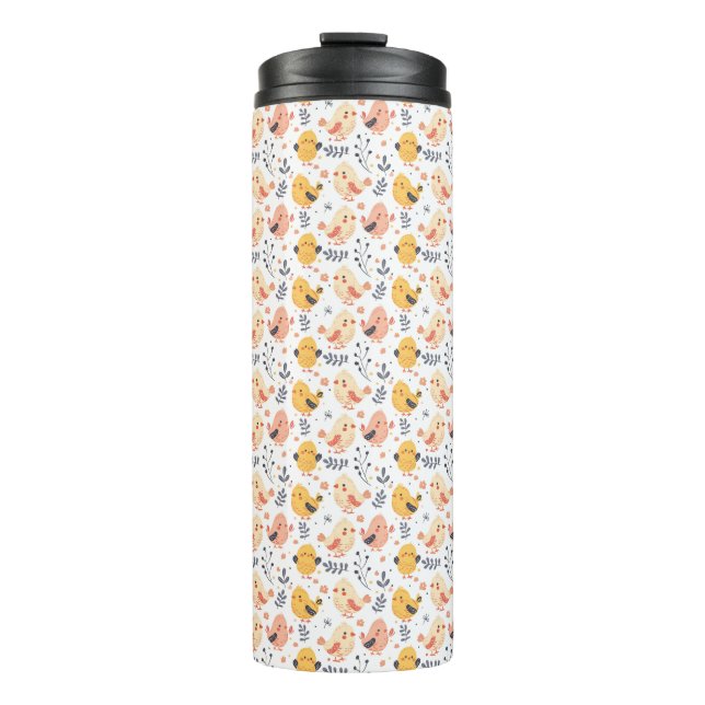 Bouteilles Isothermes Cute Spring Chicks et modèle floral (Devant)