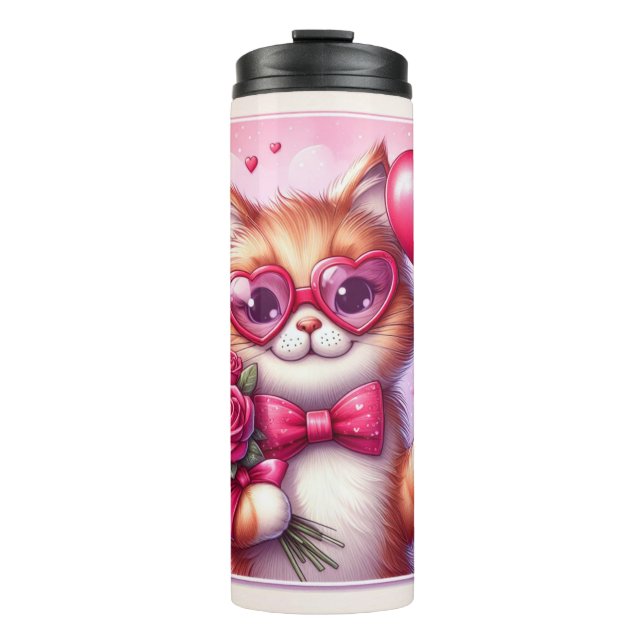 Bouteilles Isothermes Cute Valentine's day cat/chaton (Devant)