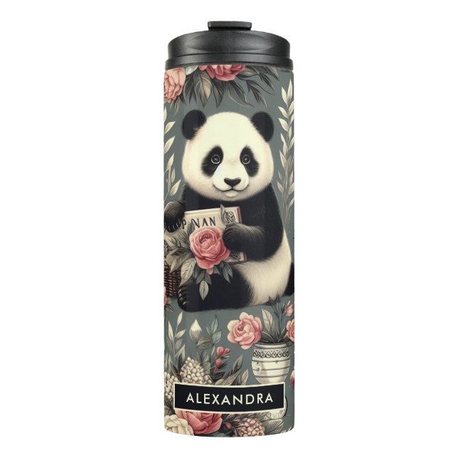 Bouteilles Isothermes Cute Vintage Panda Floral (Devant)