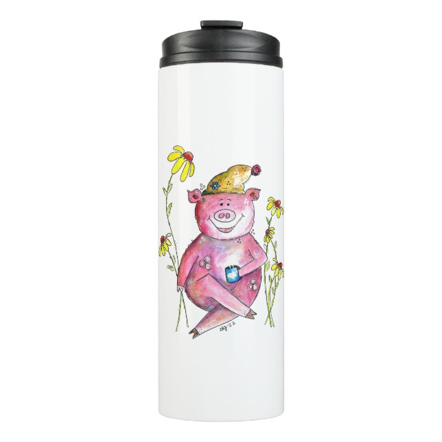 Bouteilles Isothermes Cute Whimsical Cochon Boire Café (Devant)