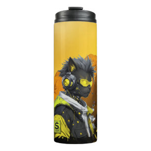 Bouteilles Isothermes Cyber Cat Chat Hacker Néon Futuriste Cyberpunk