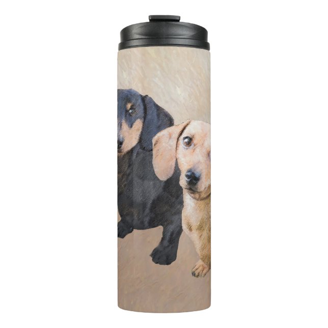 Bouteilles Isothermes Dachshund (Smooth) Peinture - Art Chien original (Devant)