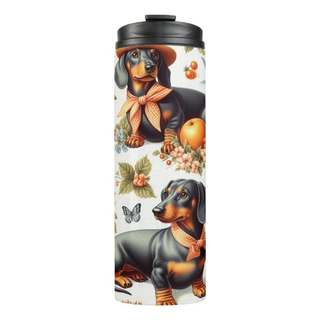 Bouteilles Isothermes Dachshund vintage sans couture (Devant)
