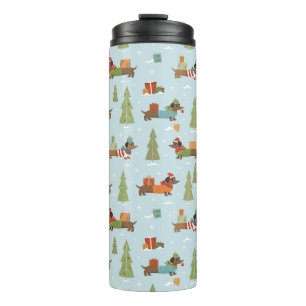 Bouteilles Isothermes Dachshunds festifs dans le Motif de neige