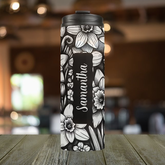 Bouteilles Isothermes Daffodile de fleur de naissance personnalisée en m (Personalized 20 oz thermal tumbler with the birth flower Daisy for the month of March)