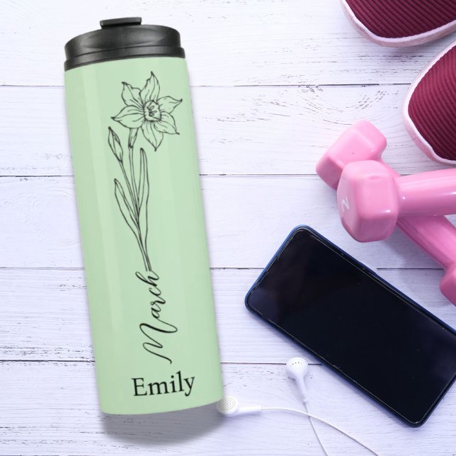 Bouteilles Isothermes Daffodique de Bridesmaid Mars Fleur du mois de nai (Bridesmaid Daffodil March Birth Month Flower Thermal Tumbler)