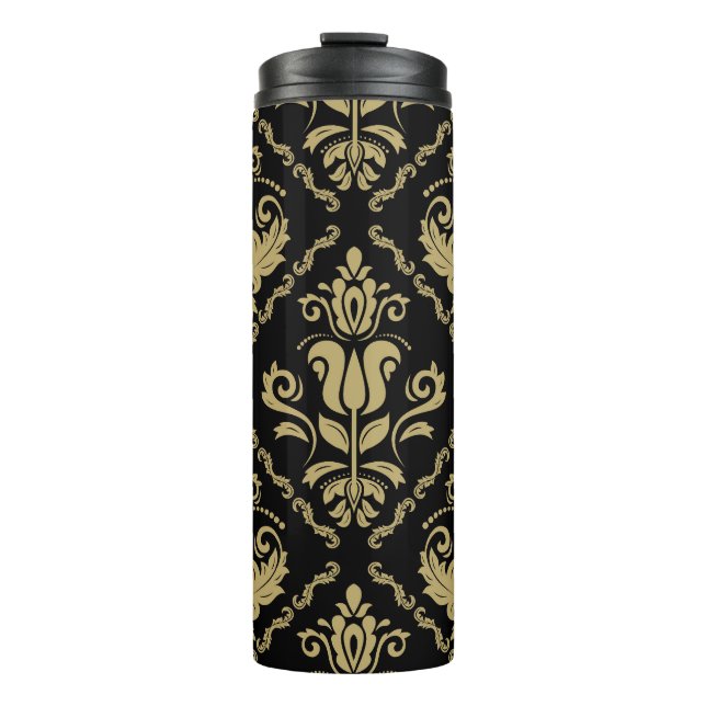 Bouteilles Isothermes Damask Black Gold : Classic Ornament. (Devant)
