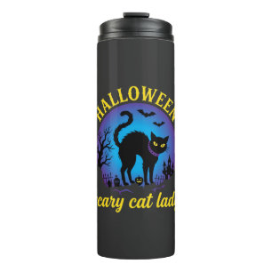 Bouteilles Isothermes Dame de chat effrayante Halloween Chat noir