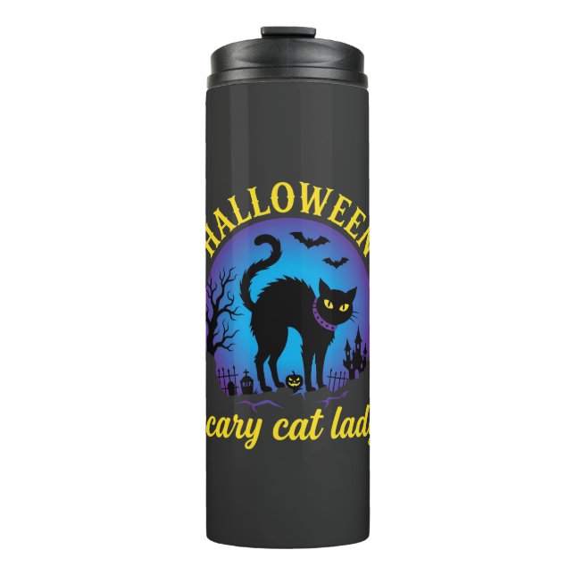 Bouteilles Isothermes Dame de chat effrayante Halloween Chat noir (Devant)