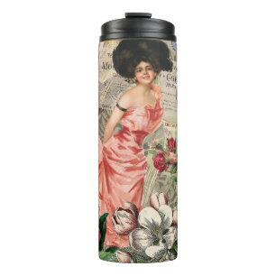 Bouteilles Isothermes Dame du café femme victorienne rose riche robe