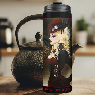 Bouteilles Isothermes Dame Élégante Steampunk Victorienne Rouge à Mécani