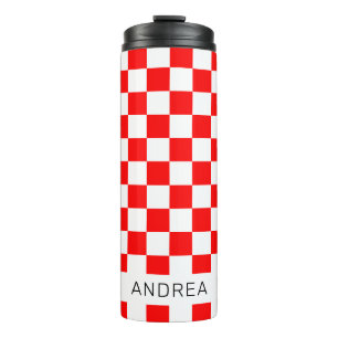 Bouteilles Isothermes Damier Croate Rouge et Blanc Moderne avec Nom