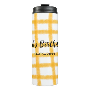 Bouteilles Isothermes damier jaune noir ajouter nom date anniversaire