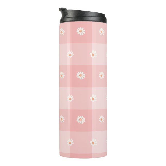 Bouteilles Isothermes Damier Pêche et Marguerite (Tourné sur la droite)