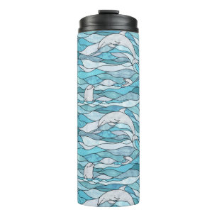 Bouteilles Isothermes Dauphins de verre tendu de l'océan bleu