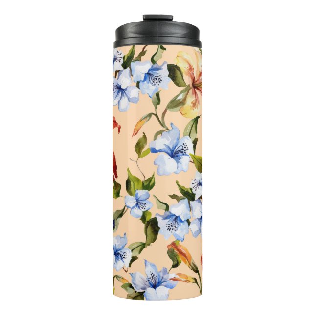 Bouteilles Isothermes De beaux lys de tigre et de petites fleurs bleues  (Devant)