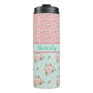 Bouteilles Isothermes De jolis motifs floraux vert menthe et rose
