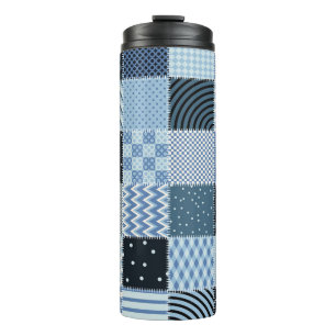 Bouteilles Isothermes Décor de courtepointe, patchwork géométrique, tons