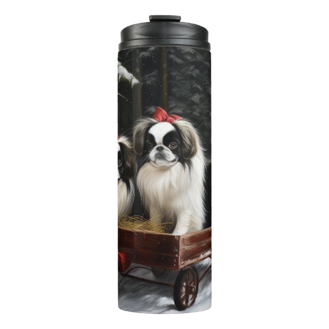 Bouteilles Isothermes Décor de Noël japonais Chin Snowy Sleigh (Devant)