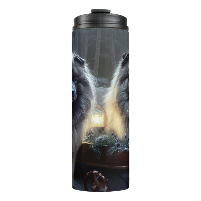 Bouteilles Isothermes Décor de Noël Keeshond Snowy Sleigh (Devant)