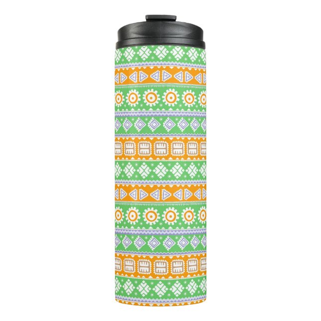 Bouteilles Isothermes Décor ethnique motif vert orange (Devant)