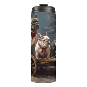 Bouteilles Isothermes Décoration de Noël Chien Bouledogue Français Traîn