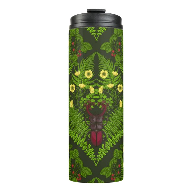 Bouteilles Isothermes Dendroctones et fougères, feuilles verts (Devant)