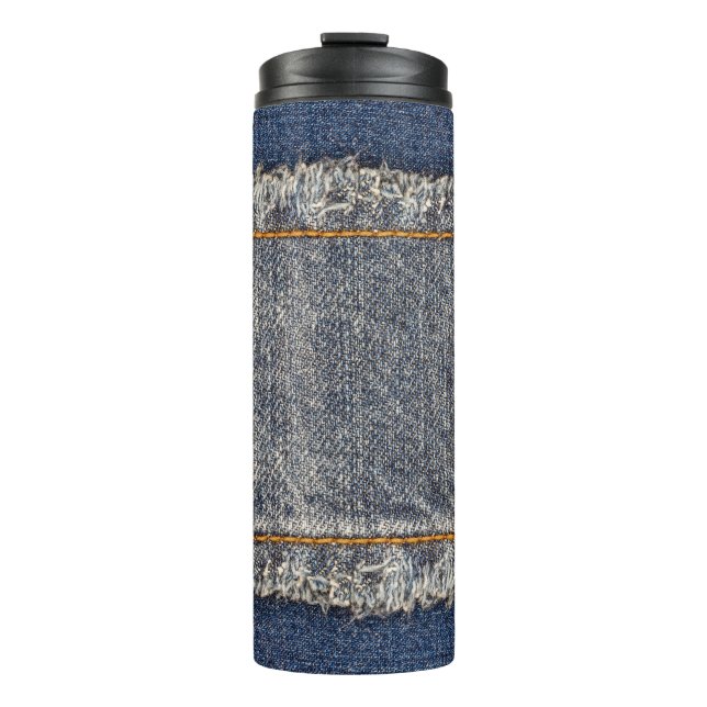 Bouteilles Isothermes Denim Blue Jeans : Décontracté Double Patch (Devant)