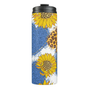 Bouteilles Isothermes Denim Hearts Leopard Sunflowers Motif