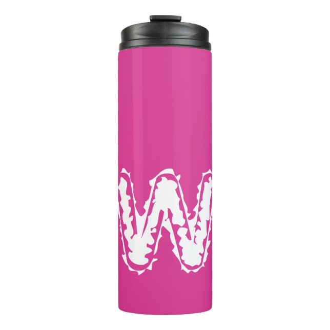 Bouteilles Isothermes Déplaisant Monogramme blanc sur rose (Devant)