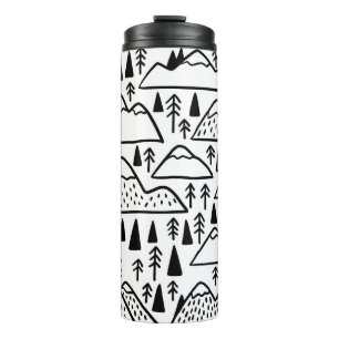 Bouteilles Isothermes Des montagnes dessinées à la main. collection avec