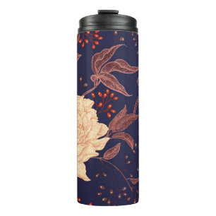 Bouteilles Isothermes Des pivoines et des roses. Floral vintage sans cou