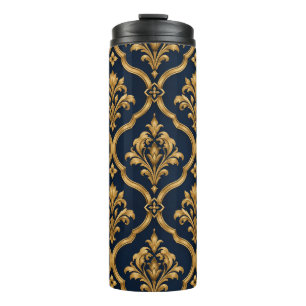 Bouteilles Isothermes Design de motif vintage élégant en or et damas mar
