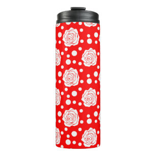 Bouteilles Isothermes Design d'illustrations florales Pois en rouge blan