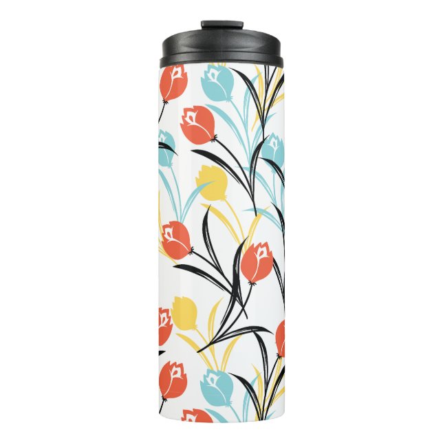 Bouteilles Isothermes Design floral Motif de Tulipe en blanc (Devant)