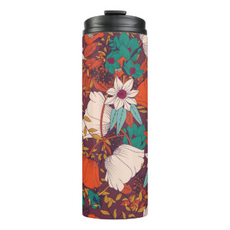 Bouteilles Isothermes Design motif sans couture avec fleurs dessinées à 