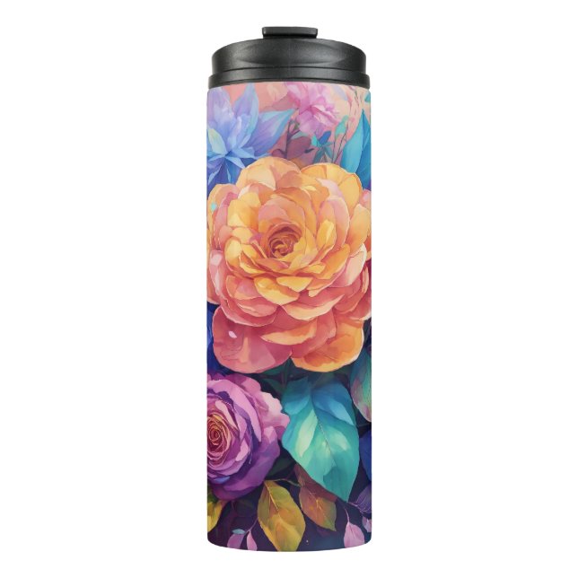 Bouteilles Isothermes Design Rose Floral Paruline thermique (Devant)