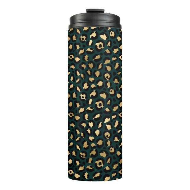 Bouteilles Isothermes Design turquoise et Gold Leopard Series 1 (Devant)