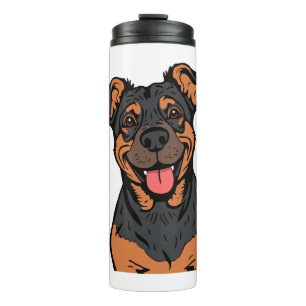 Bouteilles Isothermes Dessin animé Rottweiler heureux – Chien mignon et