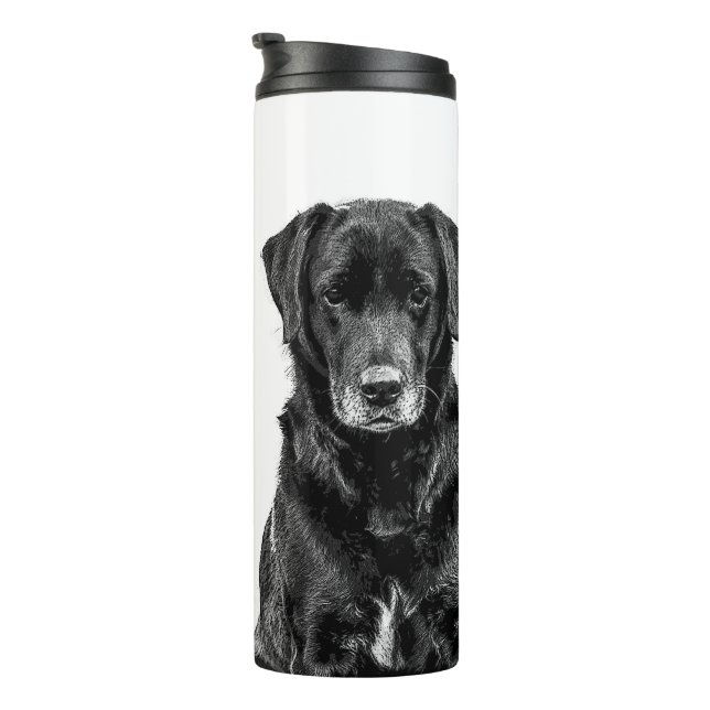 Bouteilles Isothermes Dessin d'un chiot Labrador noir mignon (Tourné sur la droite)