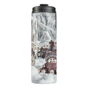 Bouteilles Isothermes Dessin vintage de Gnomes dans la neige