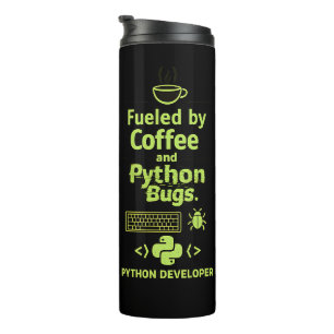Bouteilles Isothermes Développeur Python drôle – Alimenté par les bugs d
