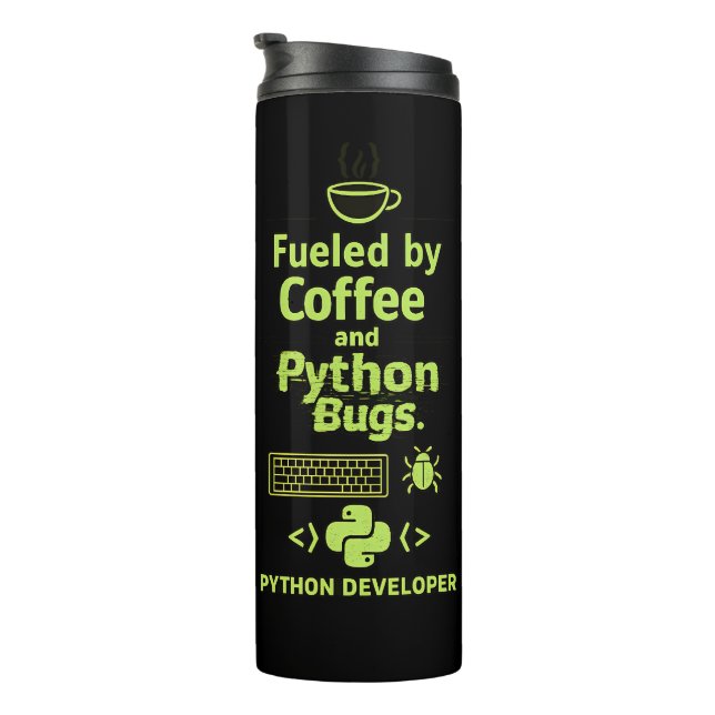 Bouteilles Isothermes Développeur Python drôle – Alimenté par les bugs d (Tourné sur la droite)
